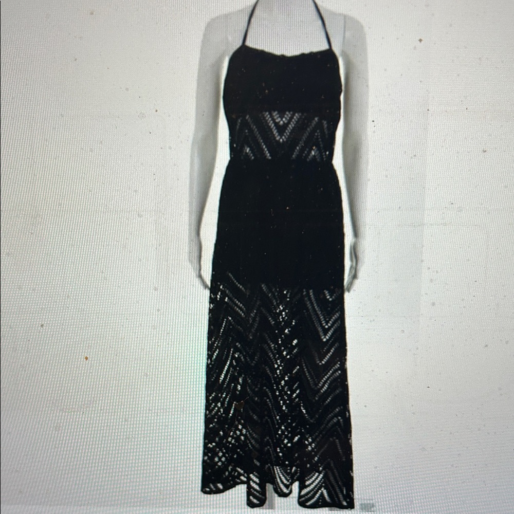 Elegant Black Halter Maxi Dress/Coverup